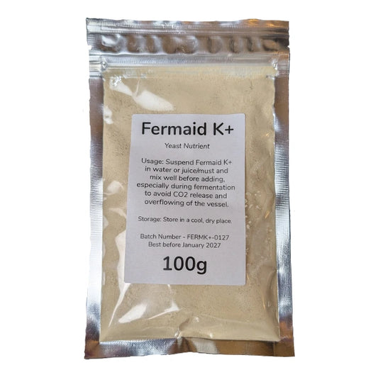 A 100g bag of Fermaid K+.
